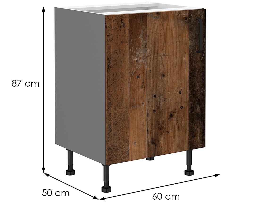 Tessa 60d 1f bb kuhinjski element 1 vrata 60x50x87 cm rustik drvo/tamno sivi