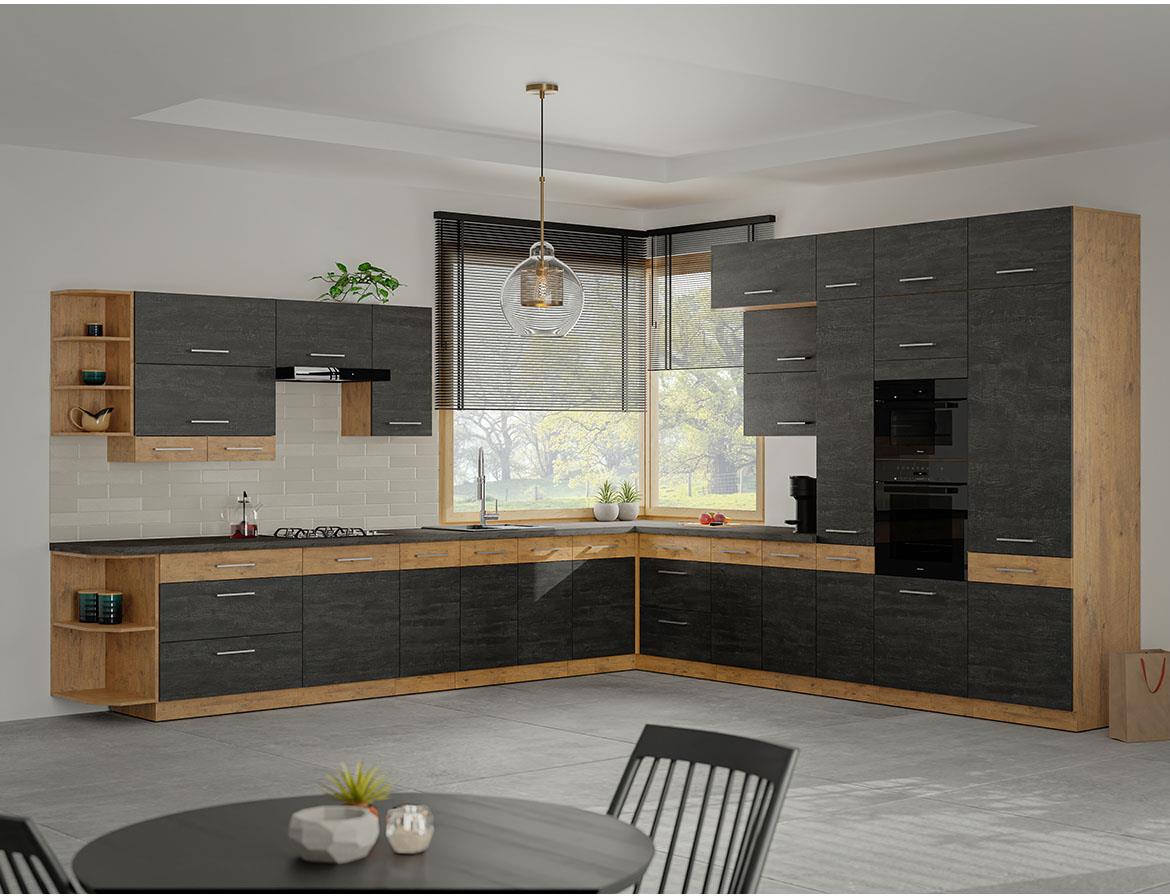Vigo 60DPM-210 2F kuhinjski element 2 vrata 60x55,6x210 cm hrast/tamno sivi