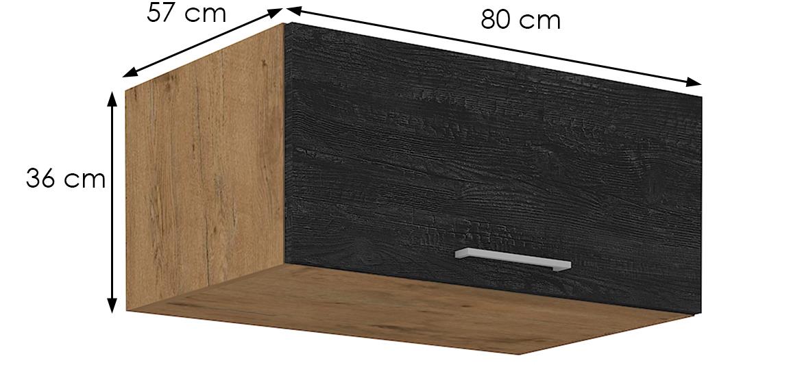 Vigo 80 NAGU-36 1F kuhinjski element 1 vrata 80x55,6x36 cm natur (artisan hrast)/tamno sivi