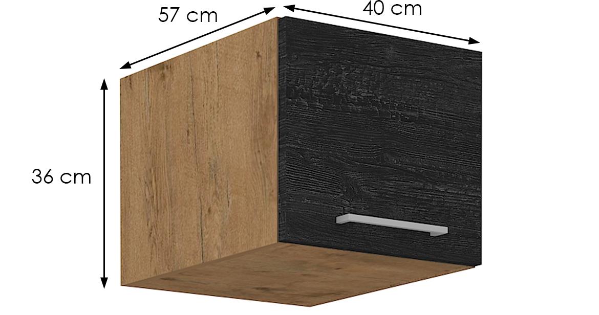 Vigo 40 NAGU-36 1F kuhinjski element 1 vrata 40x55,6x36 cm natur (artisan hrast)/tamno sivi