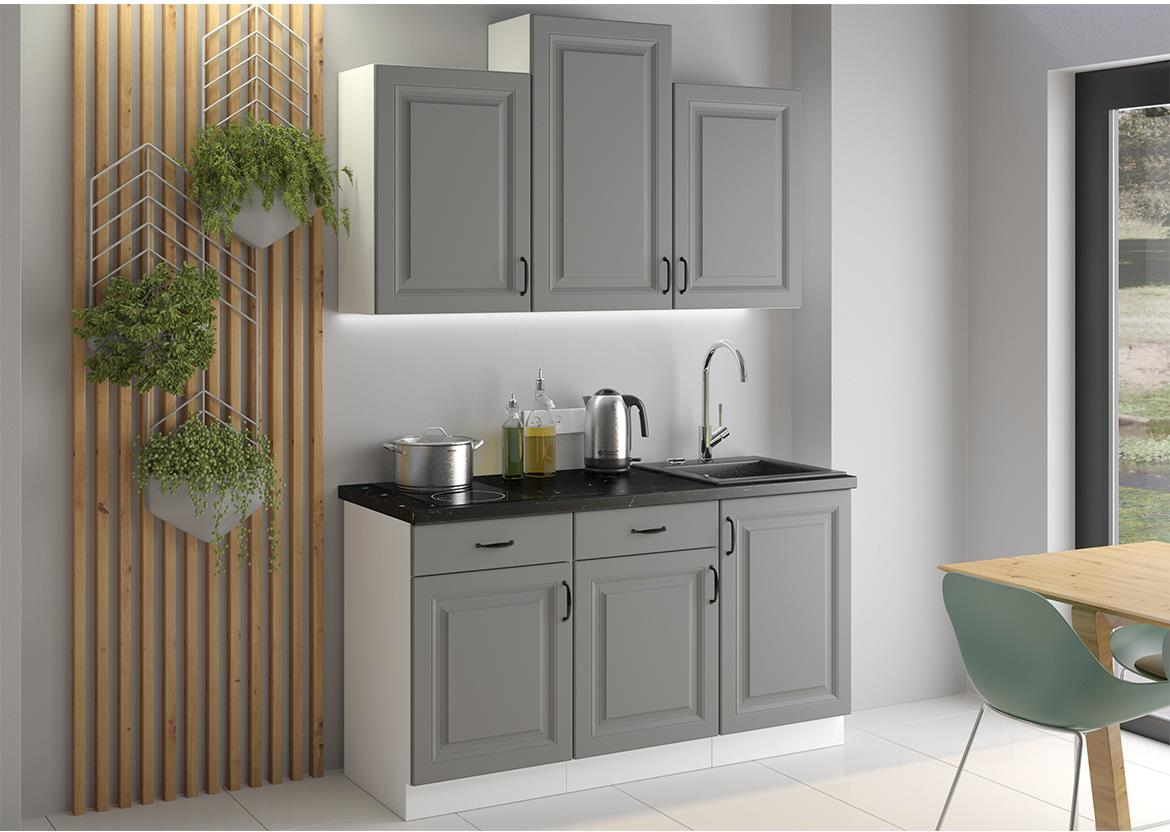 Stilo kuhinja bez radne ploce 260x50x200 cm tamno siva/bela