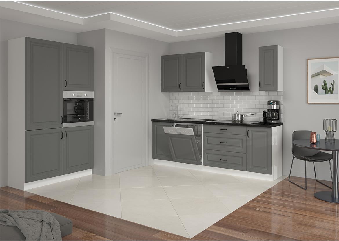 Stilo kuhinja bez radne ploce 260x50x200 cm tamno siva/bela
