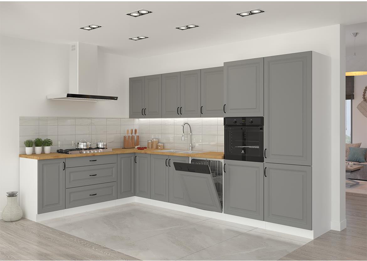 Stilo kuhinja bez radne ploce 260x50x200 cm tamno siva/bela