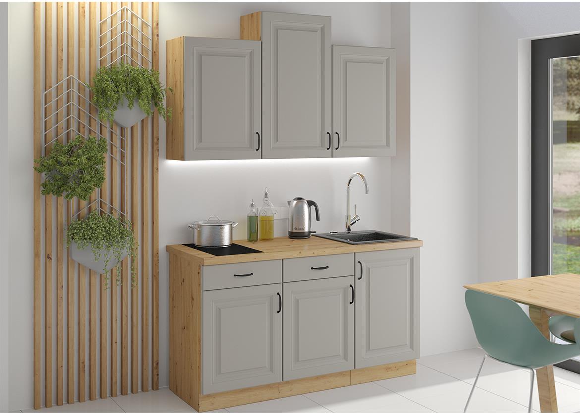 Stilo kuhinja bez radne ploce 260x50x200 cm siva/natur