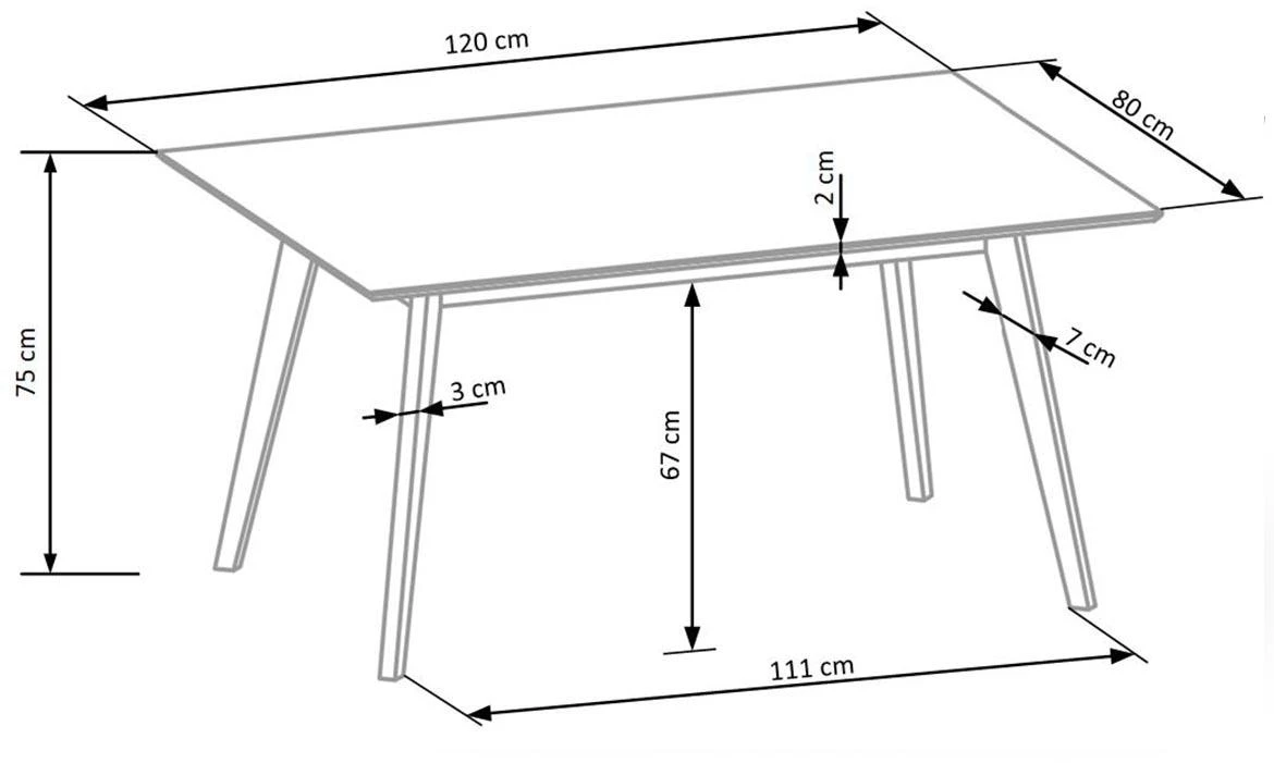 Set sto i stolice Cordoba 1+4 120x80 svetli hrast