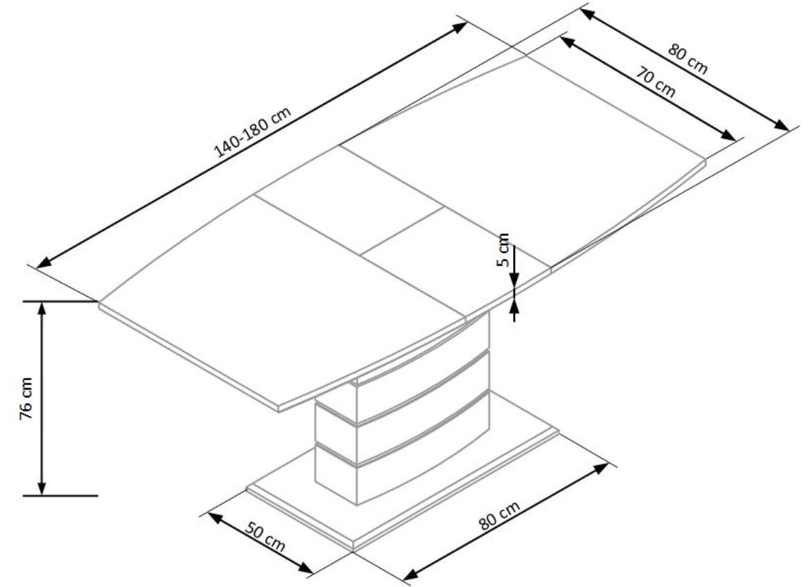 Toronto sto 140/180 Mdf/staklo/celik – beli/zlatni hrast