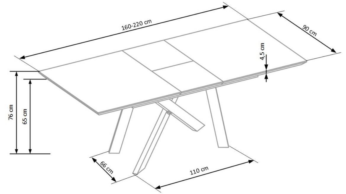 Kapitalni stol 160/200 Mdf/celik - zlatni hrast/crni