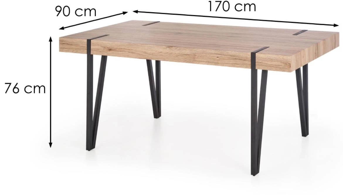 Iohann 170 Mdf/Steel sto - San Remo hrast/crna