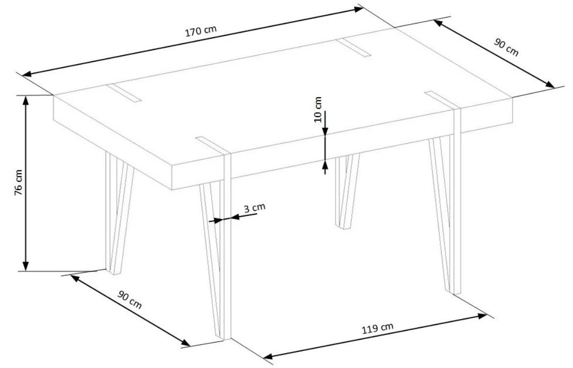 Iohann 170 Mdf/Steel sto - San Remo hrast/crna