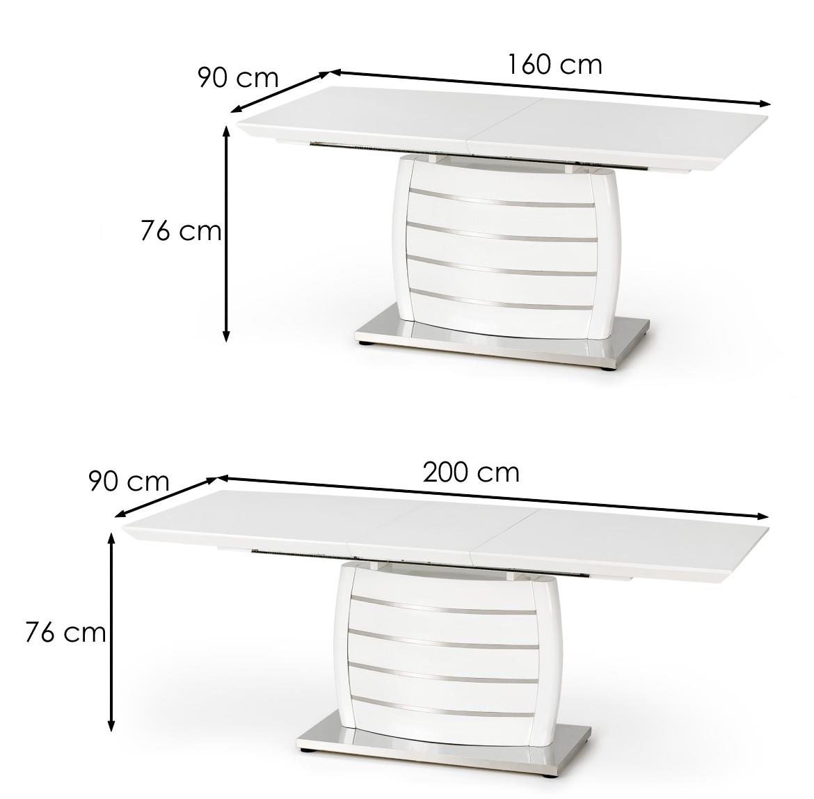 Onyx sto 160/200x90 cm Mdf/Steel - bela