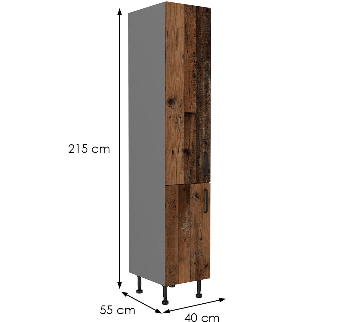 Tessa 40dk-215 2f kuhinjski element 2 vrata 40x57x215 cm rustik drvo/tamno sivi