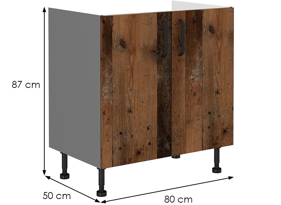 Tessa 80 PLN 2f bb kuhinjski element 2 vrata 80x50x87 cmrustik drvo/tamno sivi