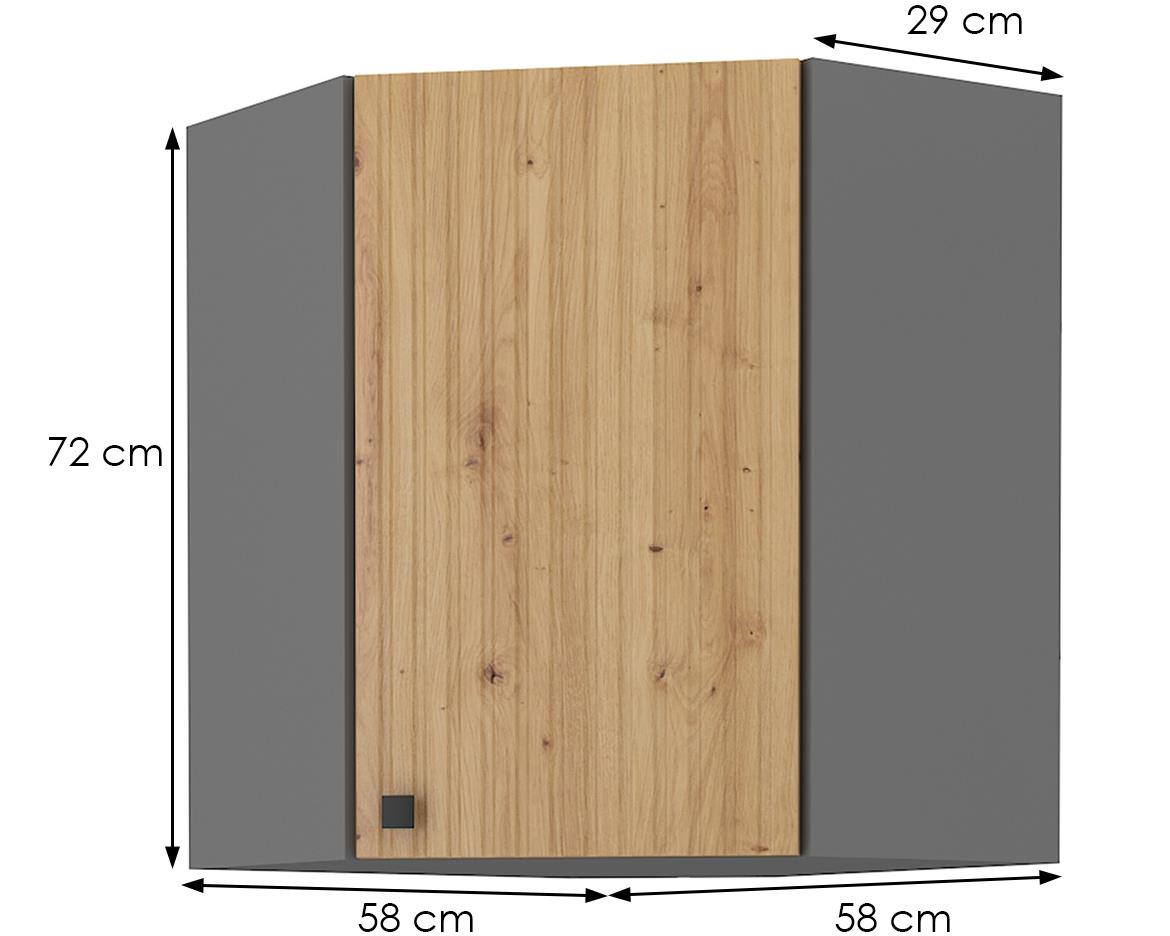 Ava 58x58 gn-72 1f ugaoni kuhinjski element 1 vrata 58x29x71,5 cm natur (artisan hrast)/sivi