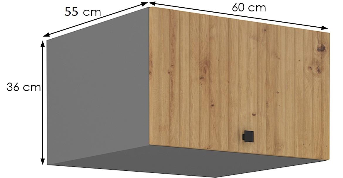 Ava 60 nagu-36 1f kuhinjski element 1 vrata 60x55x36 cm natur (artisan hrast)/sivi