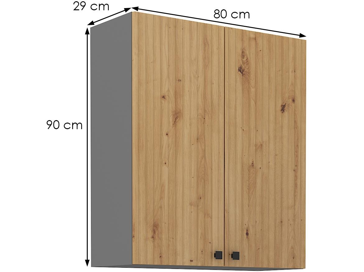 Ava 80g-90 2f kuhinjski element 2 vrata 80x29x90 cm natur (artisan hrast)/sivi