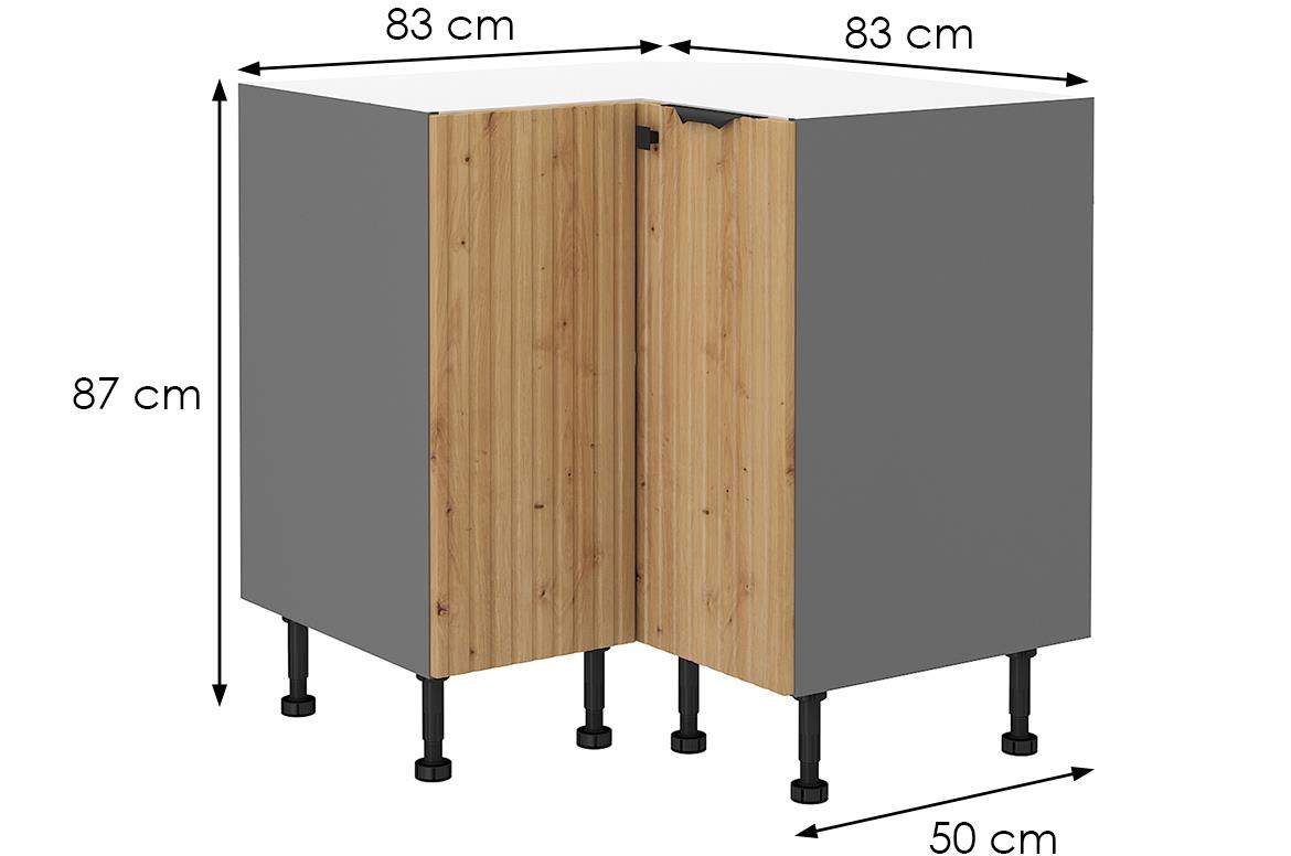 Ava 89x89 dn 1f bb ugaoni kuhinjski element 2 vrata 83x50x87 cm natur (artisan hrast)/siva