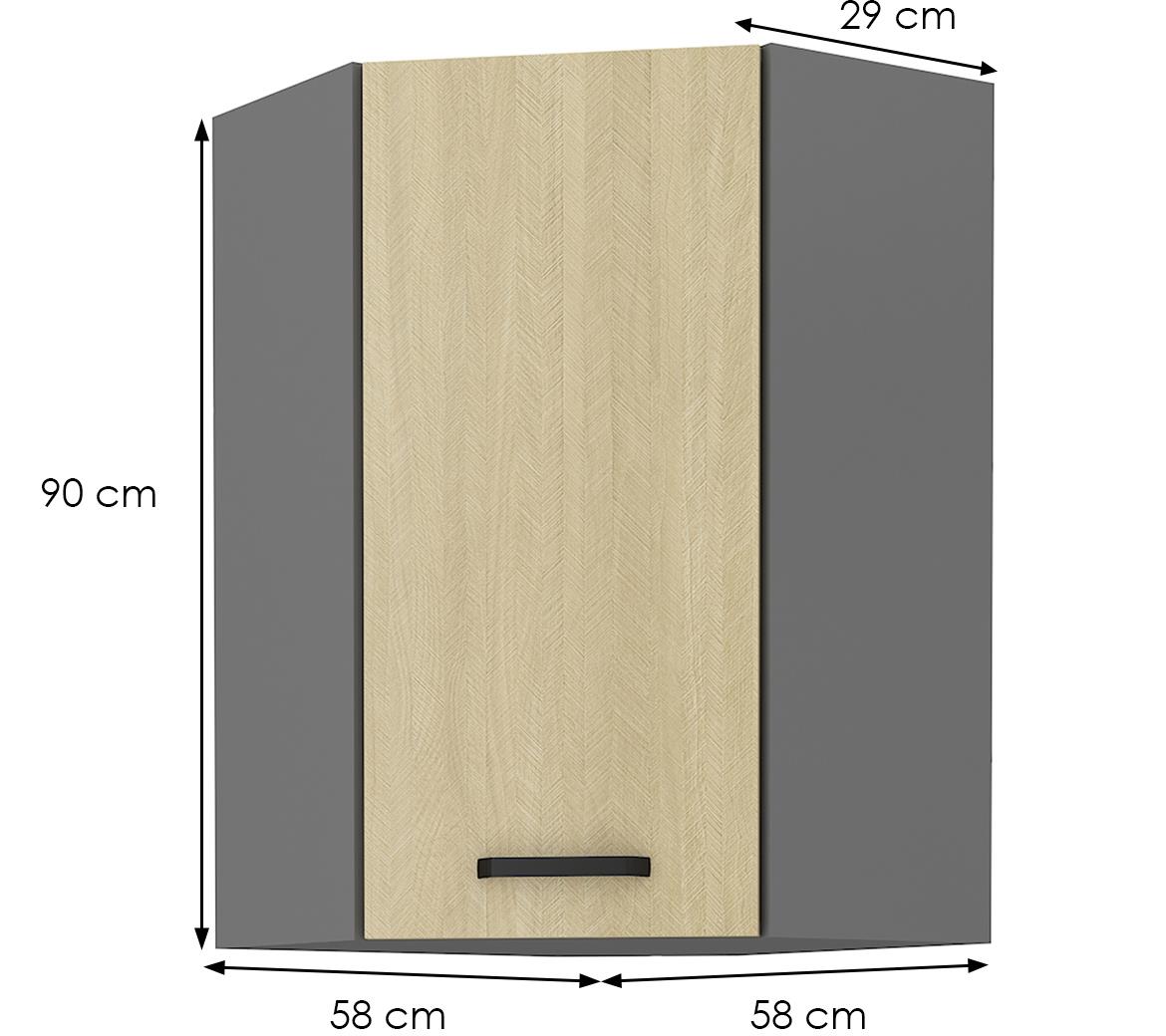 Scandi 58x58 gn-90 1f ugaoni kuhinjski element 1 vrata 58x29x90 cm natur/tamno sivi