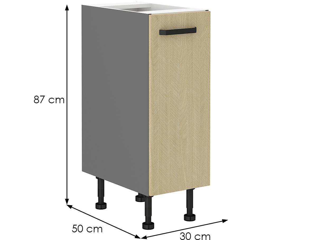 Scandi 30d kuhinjski element 1 vrata 30x50x87 cm natur/tamno sivi
