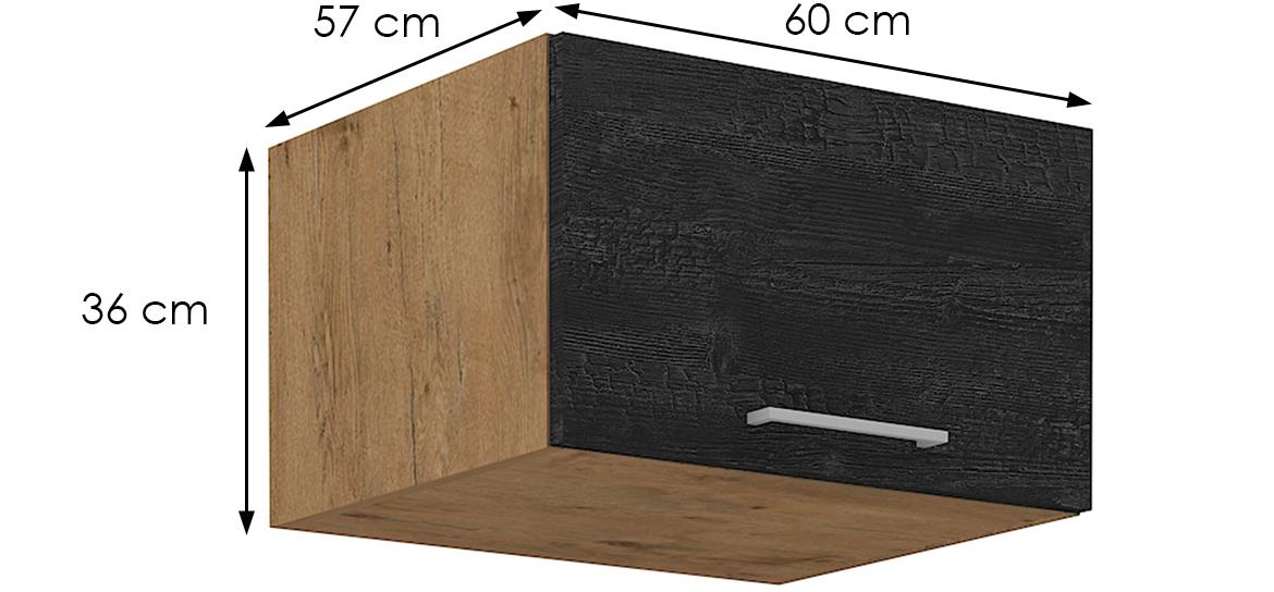 Vigo 60 NAGU-36 1F kuhinjski element 1 vrata 60x55,6x36 cm natur (artisan hrast)/tamno sivi