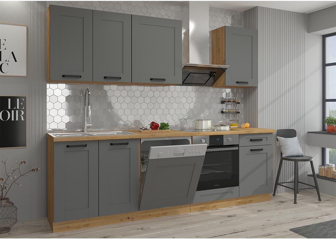 Luna kuhinja bez radne ploce 260x50x200 cm tamno siva/natur