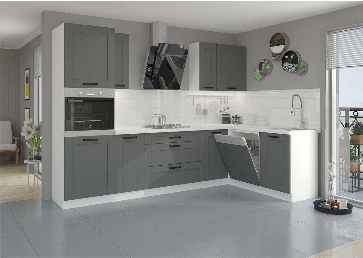 Luna kuhinja bez radne ploce 260x50x200 cm tamno siva/bela