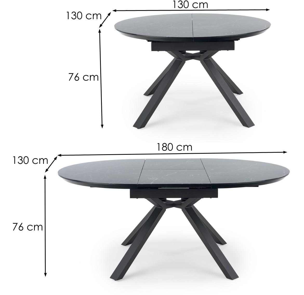 Vertigo sto 130/180 crni mermer/crni