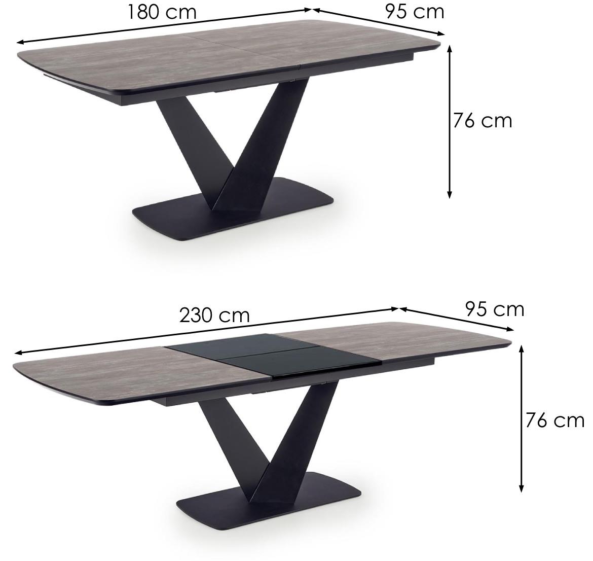 Vinston sto 180/230 Mdf/celik - tamno siva/crna