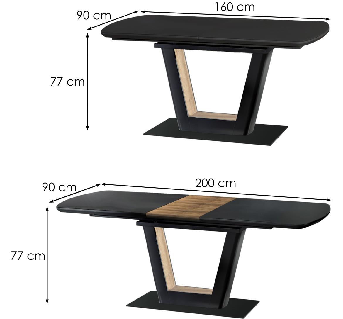 Farrel160/200 Staklo/Mdf/celicni sto - crni/orah