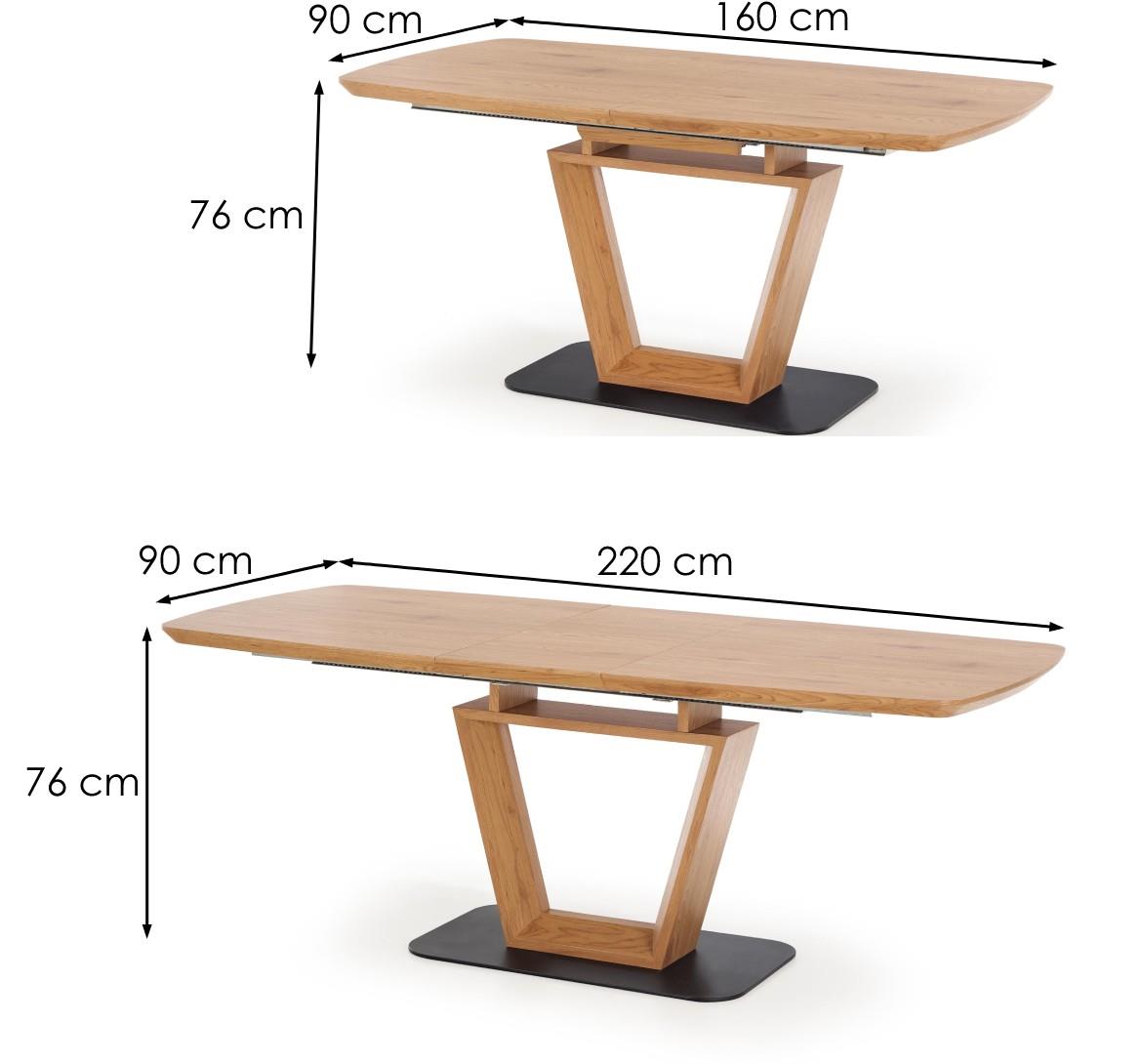 Blacki Table 160/220 Mdf/celik - zlatni hrast/crni