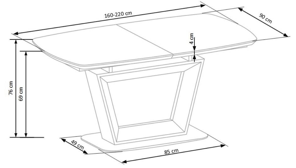 Blacki Table 160/220 Mdf/celik - zlatni hrast/crni