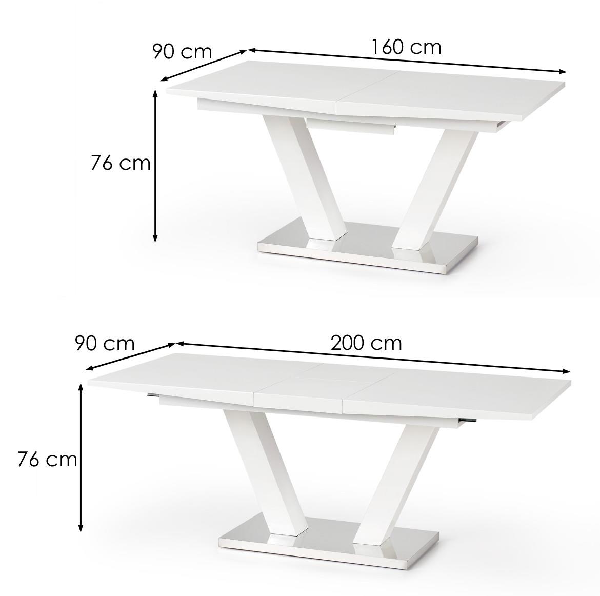 Vision Table 160/200 Mdf/celik - bela