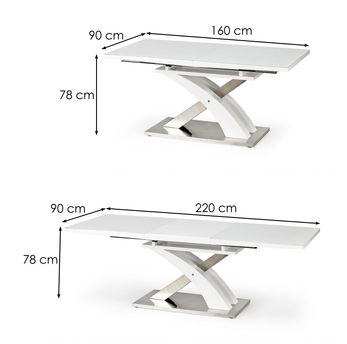 Sandor 2 160/220 Staklo/Mdf/celik sto - bela