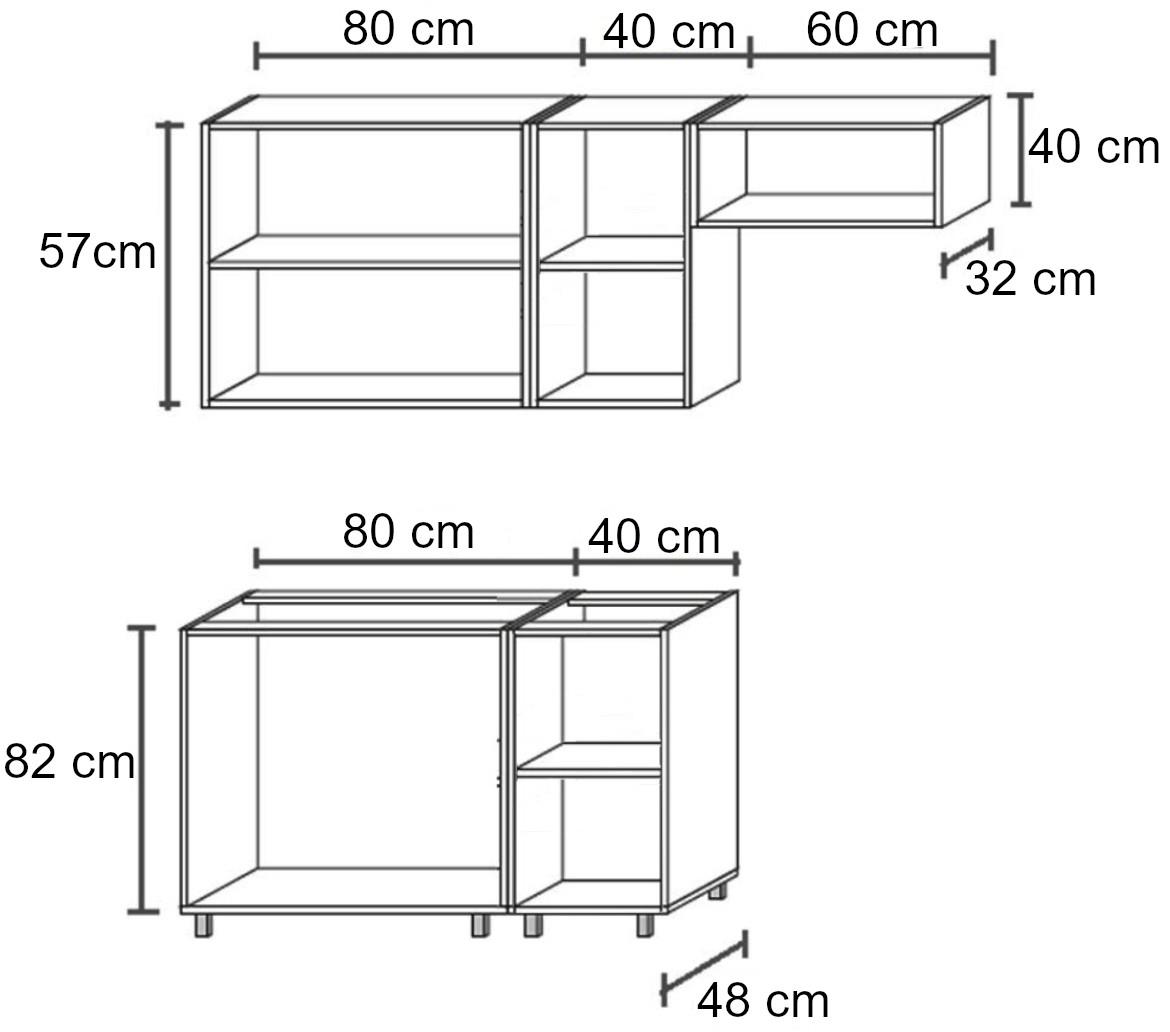 Ewa blok kuhinja 180x48x210 cm natur (artisan hrast)