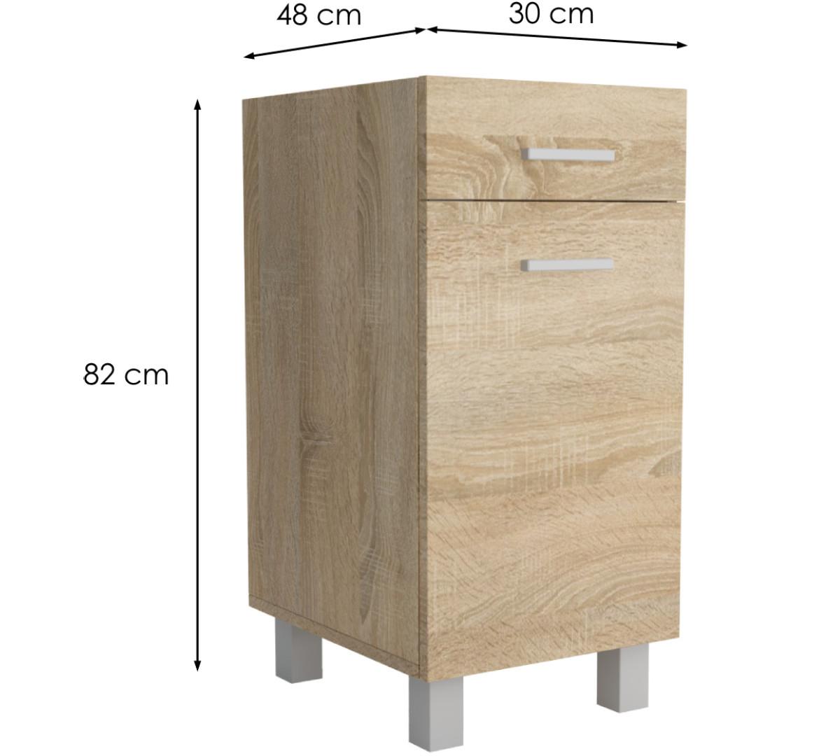 Lucjan 30D1F1S kuhinjski element 1 vrata+1 fioka 30x48x82 cm natur (sonoma hrast)