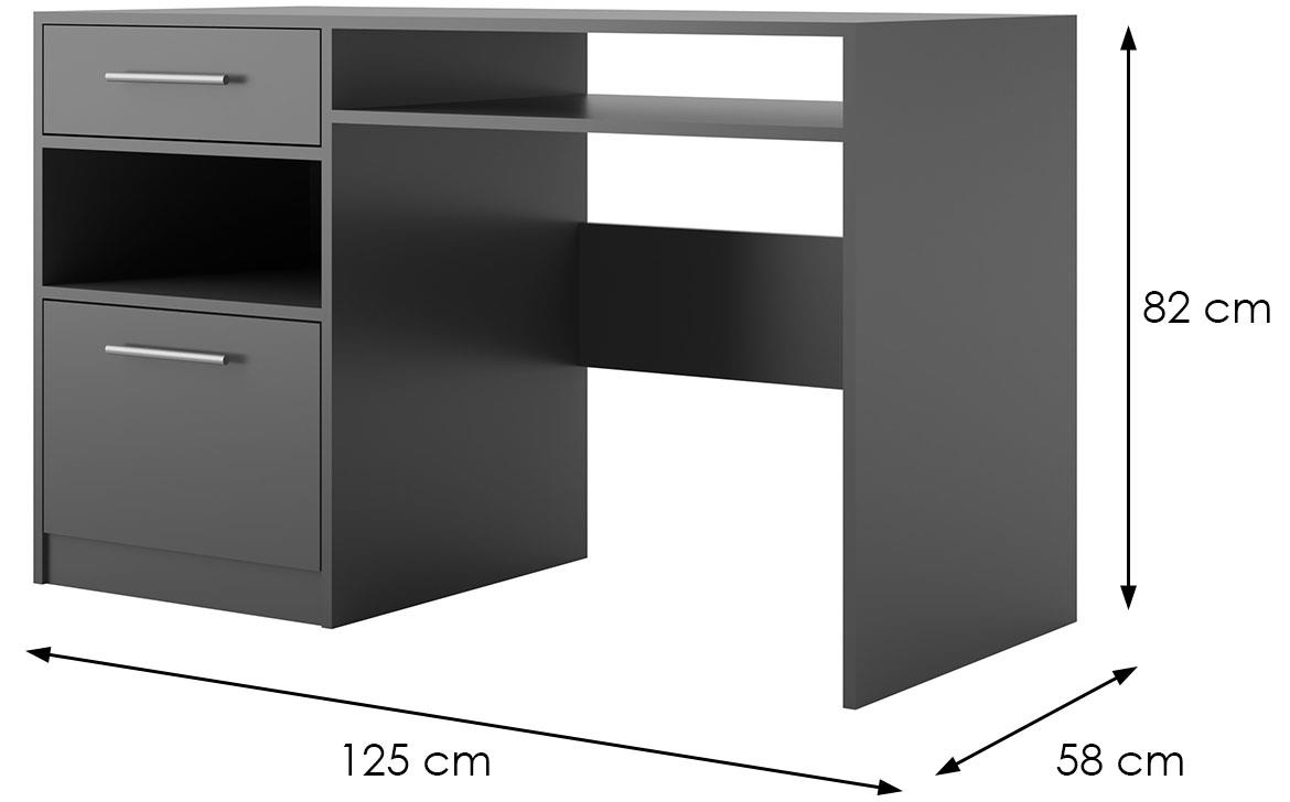 Bali radni sto 1 vrata+1 fioka 125x58x82 cm sivi