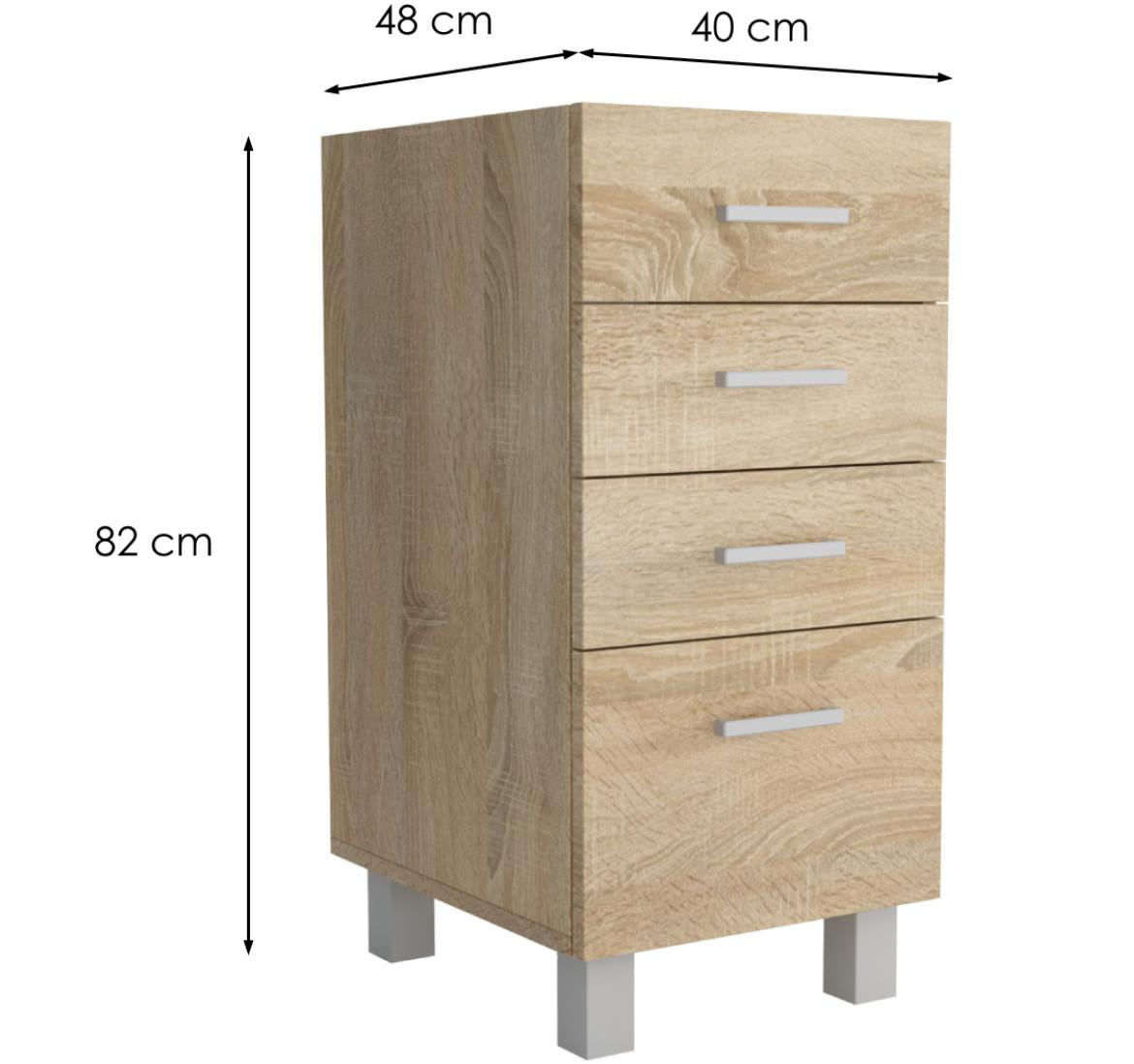 Lucjan 40D4S kuhinjski element 4 fioke 40x48x82 cm natur (sonoma hrast)