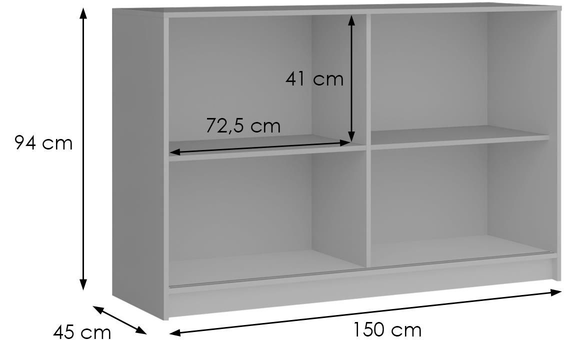 Royal komoda 2 vrata 150x45x94 cm siva/natur (wotan hrast)