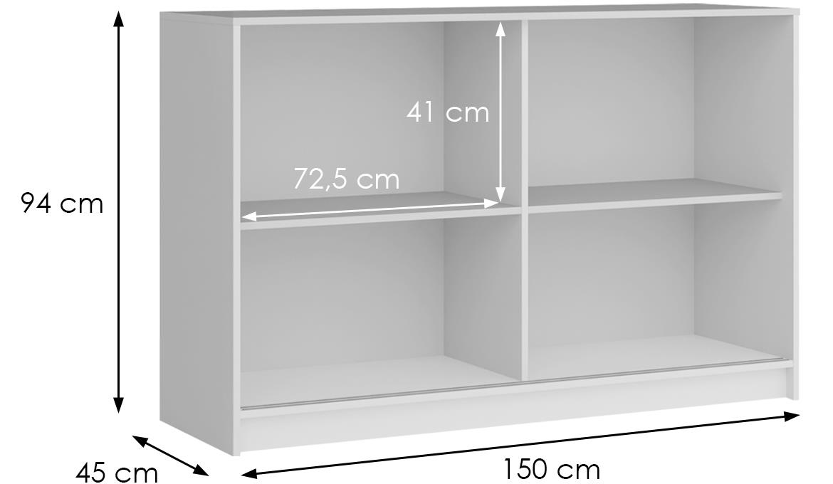 Royal komoda 2 vrata 150x45x94 cm  belo/siva