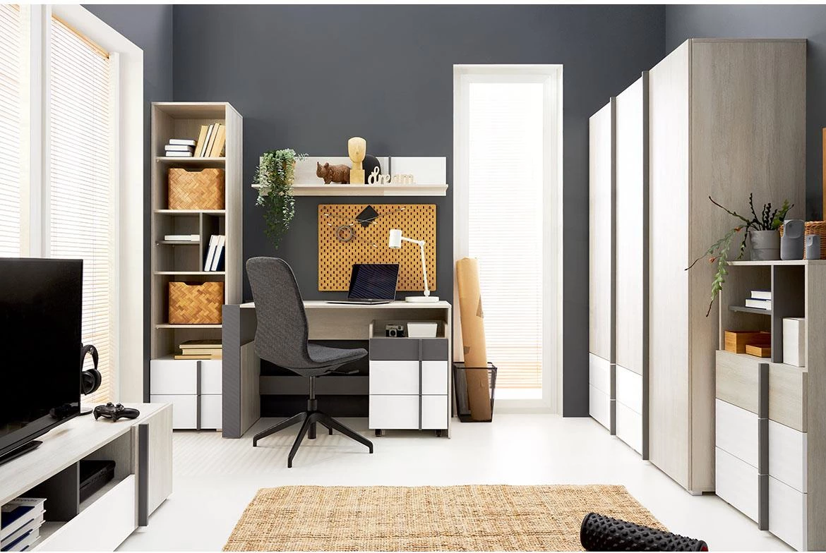 Remo RM4 polica 1 vrata 45x43x195 cm bela/tamno siva