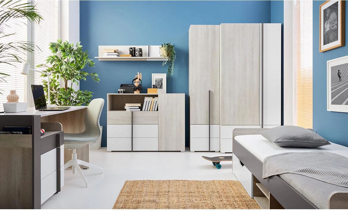 Remo RM4 polica 1 vrata 45x43x195 cm bela/tamno siva