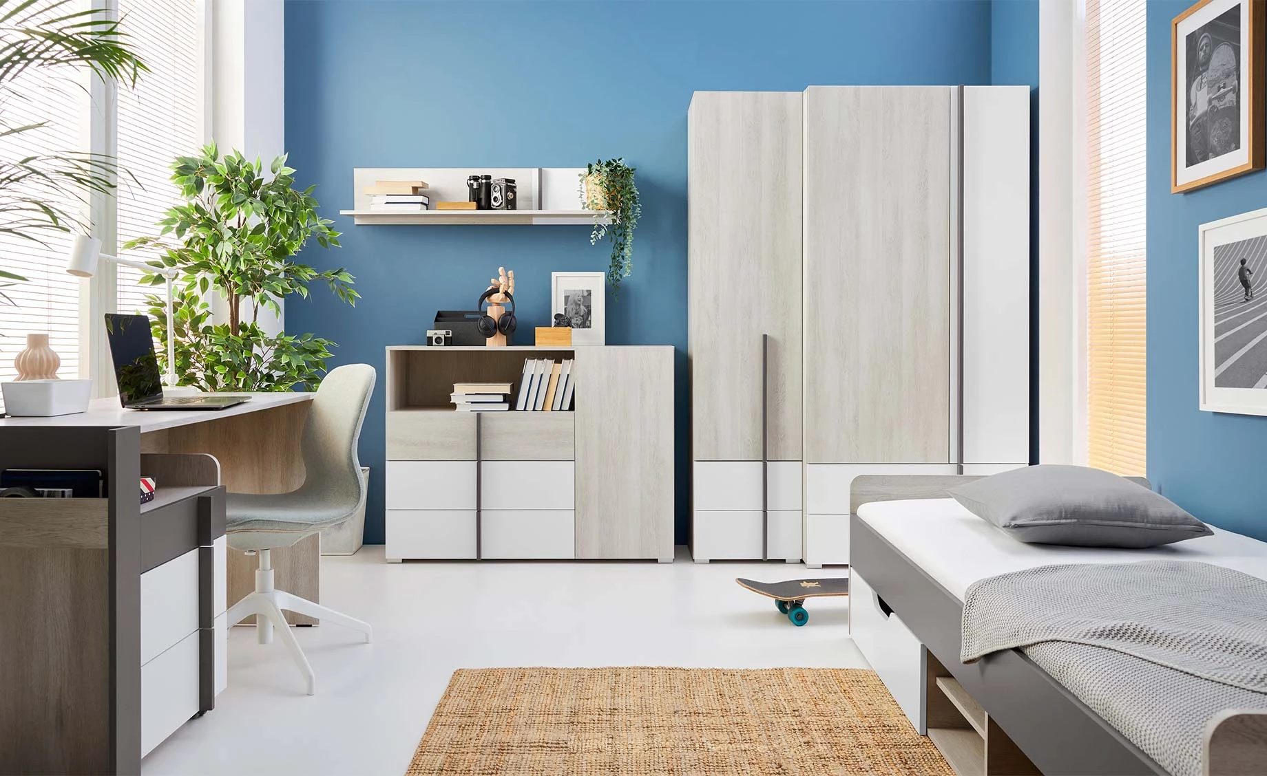 Remo RM4 polica 1 vrata 45x43x195 cm bela/tamno siva