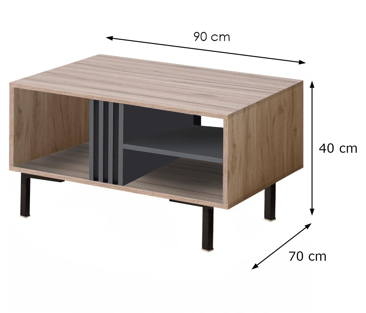 Allmo AL14 klub sto 3 police 70x90x40 cm hrast/tamno sivi