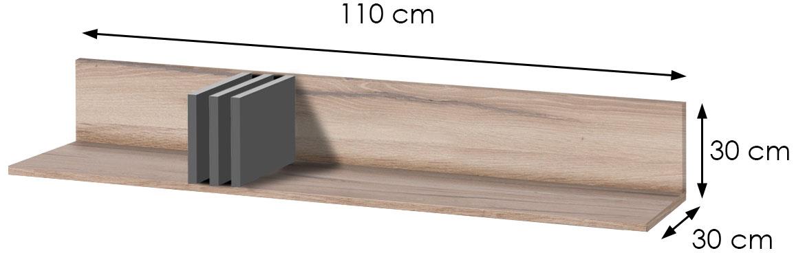 Allmo AL12 zidna polica 110x30x30 cm hrast/tamno siva