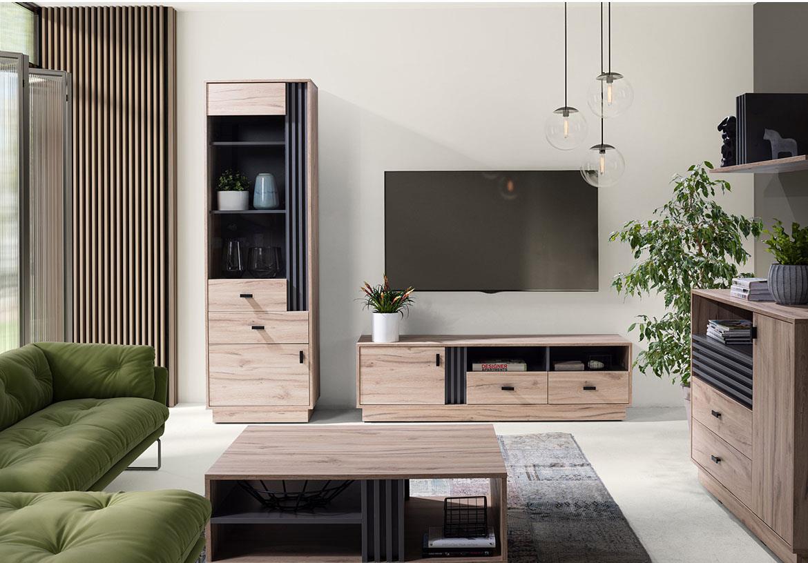 Allmo AL12 zidna polica 110x30x30 cm hrast/tamno siva