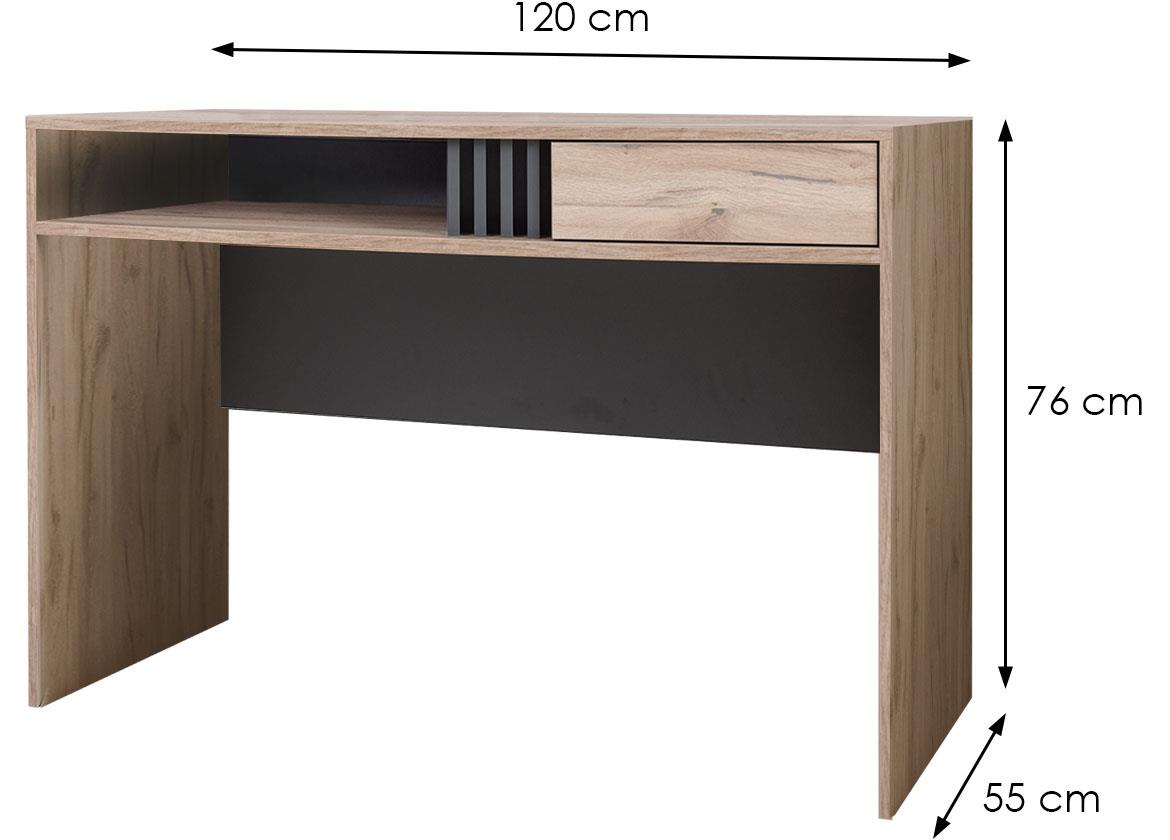 Allmo AL9 sto 1 fioka+1 otvor 120x55x76 cm hrast/tamno sivi