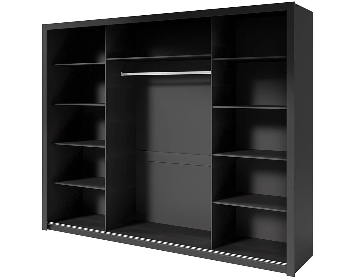 Frama klizni ormar 3 vrata 255x60x206 cm crni/srebrne ruckice