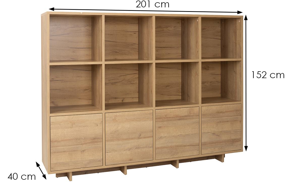 NOMA N04 komoda 4 vrata+2 otvora 201x40x152 cm hrast