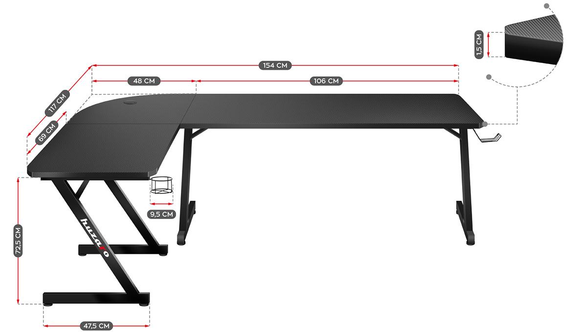 HZ-Hero 7.0 radni sto 154x117x72,5 cm