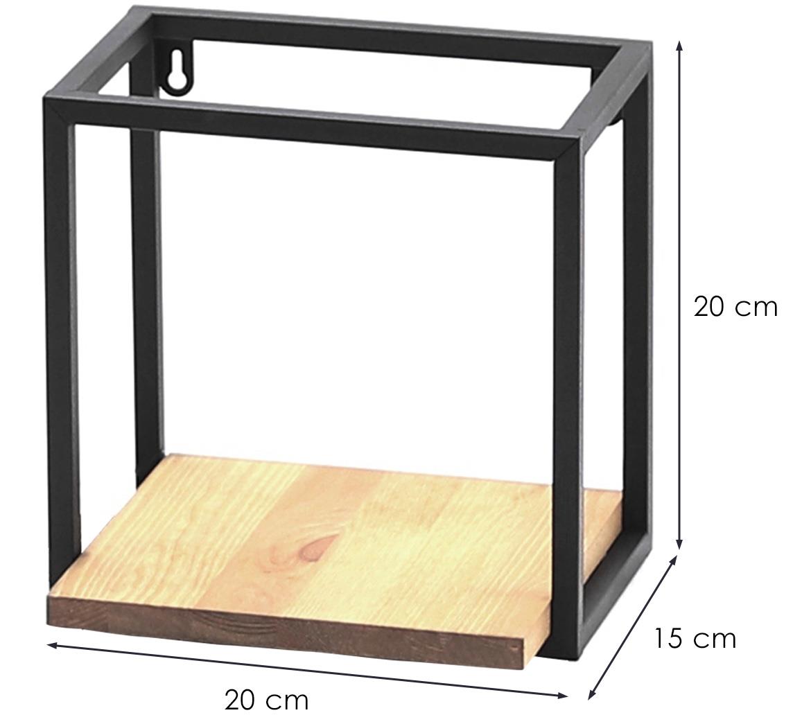 Loft zidna polica KWS-715/00 20x15x20 crni metal/natur