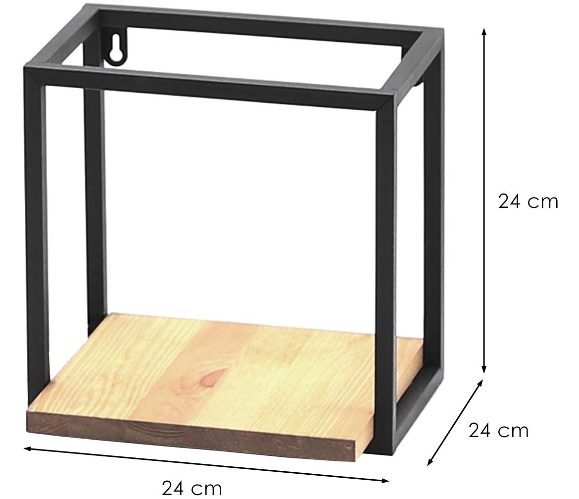 Loft zidna polica KWS-715/05/01 24x24x24 cm crni metal/natur